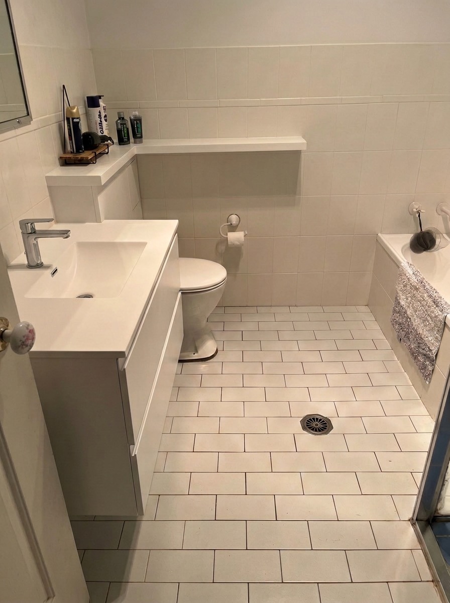 Excess bathroom accessories removed for a spa-like calm space - AI