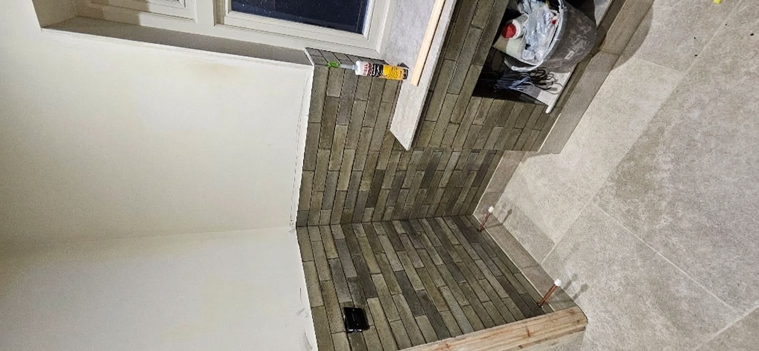 Bathroom with old wallpaper removed for a fresh modern look - AI generated