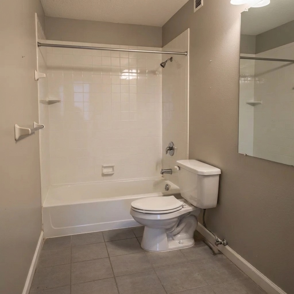 Tub-to-shower conversion with bathtub removed - AI bathroom tool