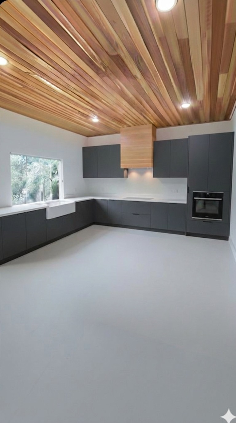 Bathroom soffit removed to reveal higher ceiling and more light