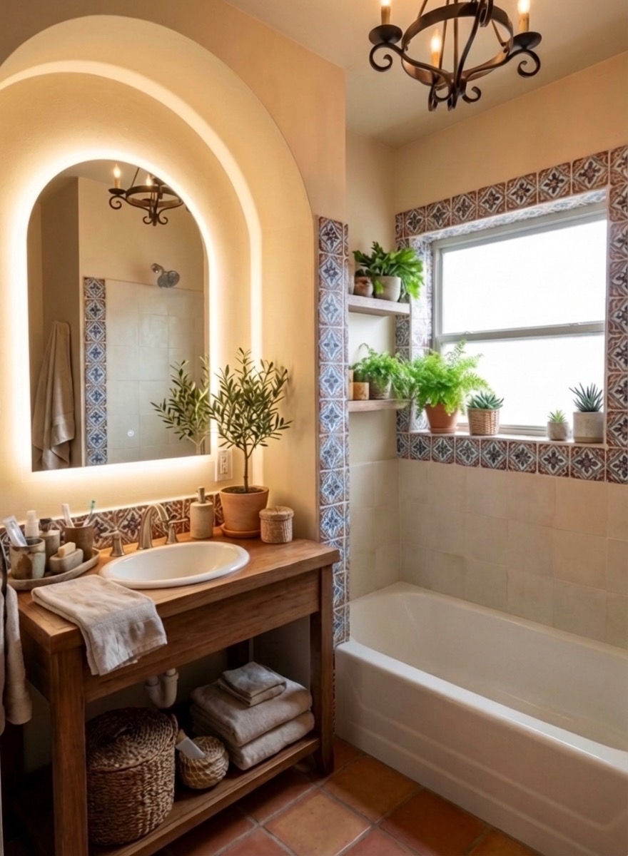 Excess bathroom accessories removed for a spa-like calm space - AI