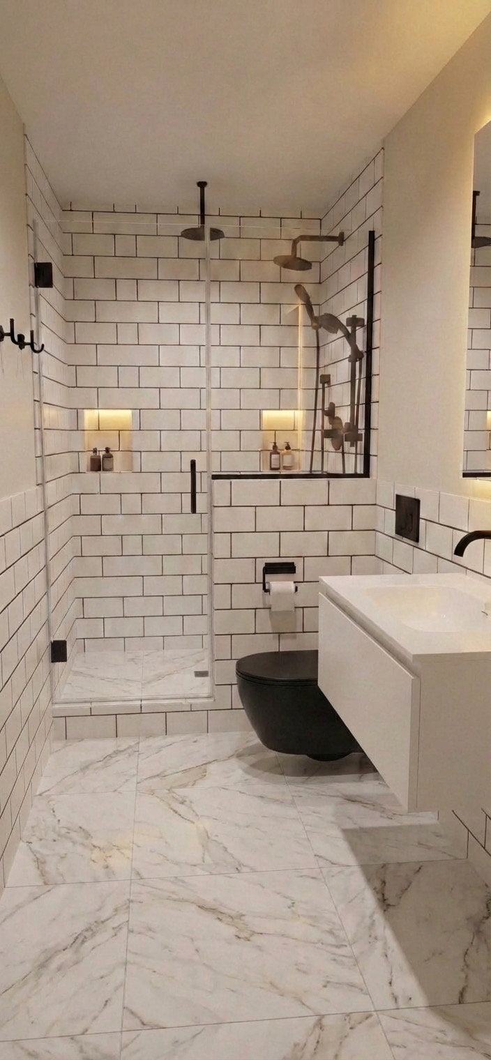 Tub-to-shower conversion with bathtub removed - AI bathroom tool