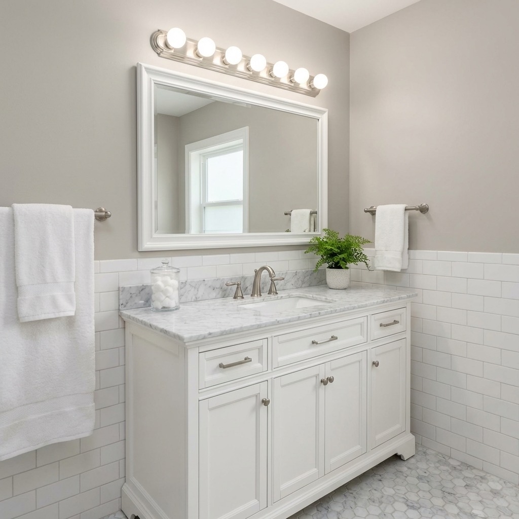 Mediterranean bathroom design recreated from reference image