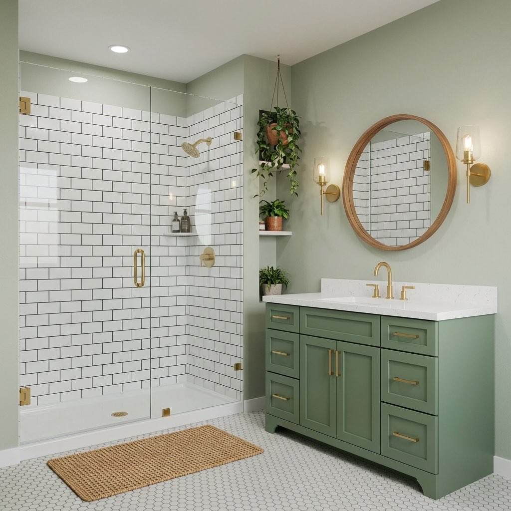 Rustic cabin bathroom makeover using natural style reference image