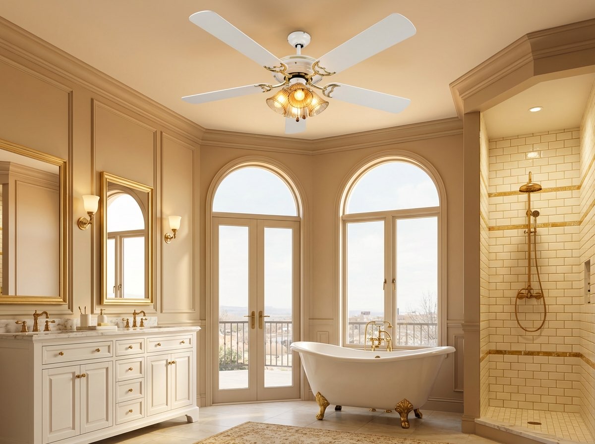 Contemporary luxury bathroom recreated from designer reference - AI generated