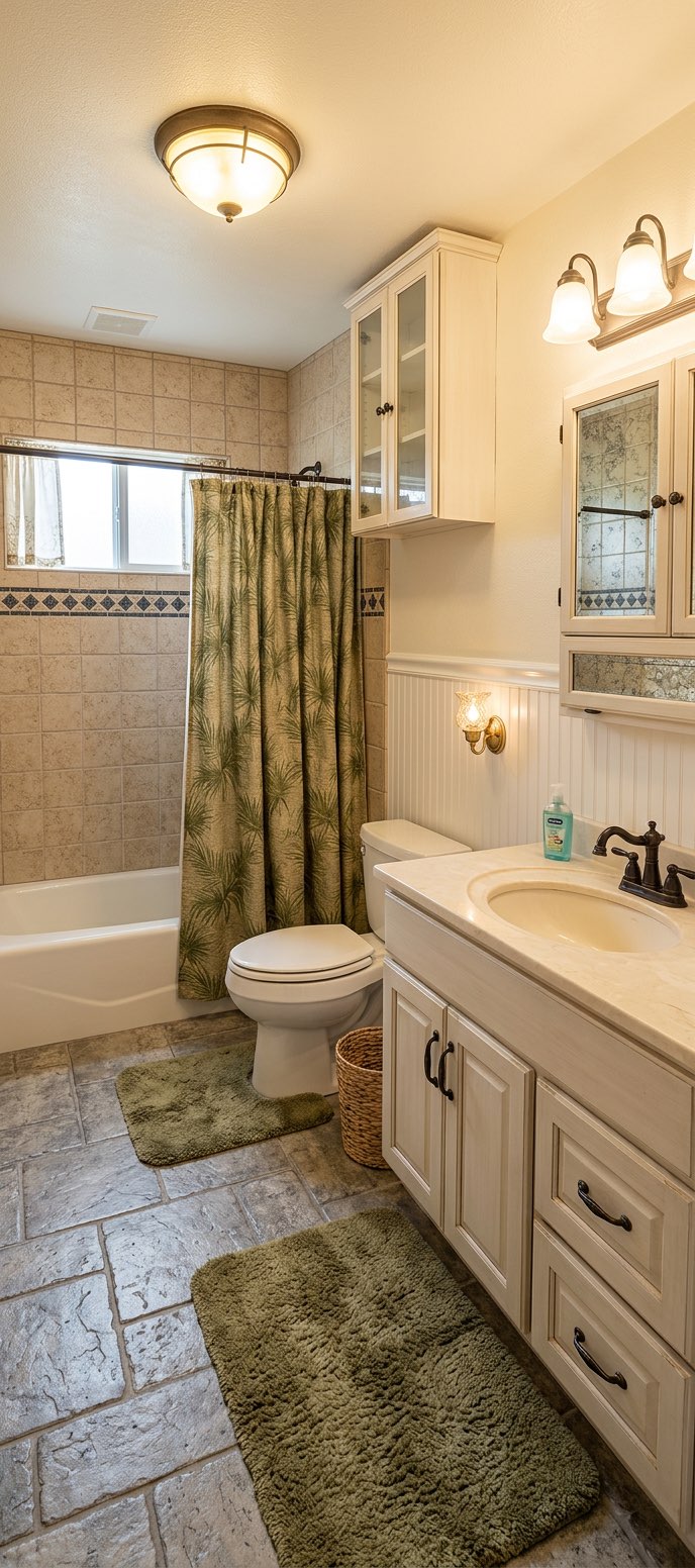 Bathroom redesigned in modern style from reference photo