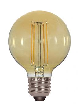 Satco Products Vintage Style Medium Base Filament LED. 4.5W/G25/2000K/380 L/120V. Amber. 24/case.