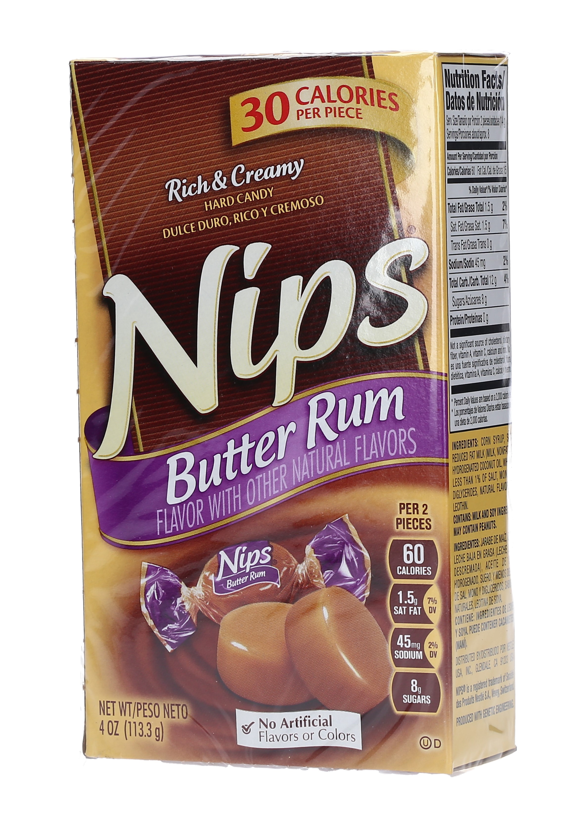 CARAMELOS BUTTER RUM NIPS CAJA 12/4 ONZ.