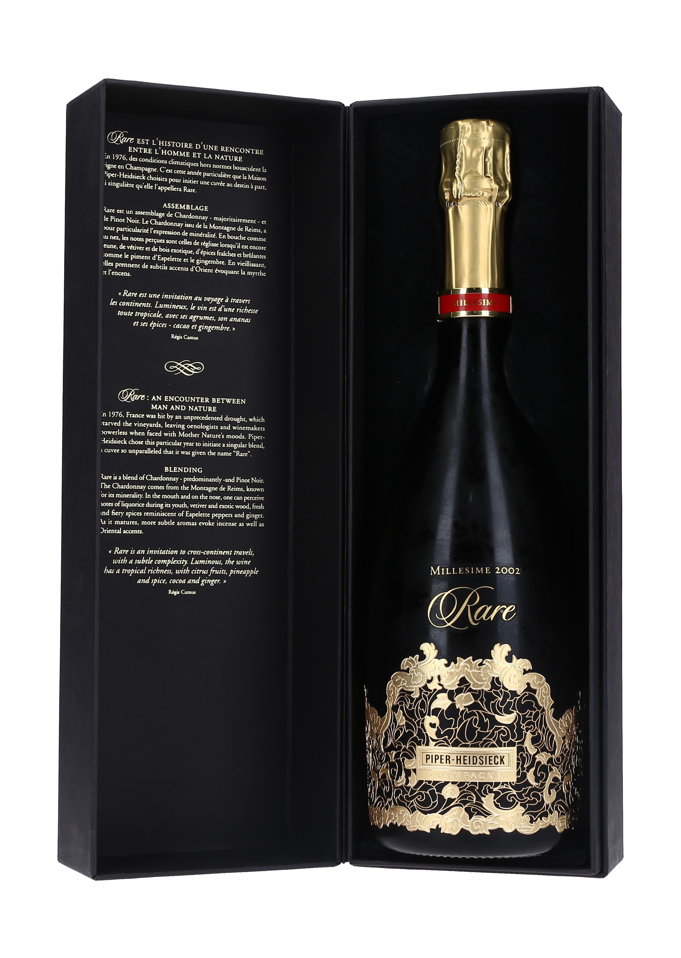 CHAMPAGNE BRUT RARE MILL PIPER HEIDSEI02 CAJA 3/75 CL.