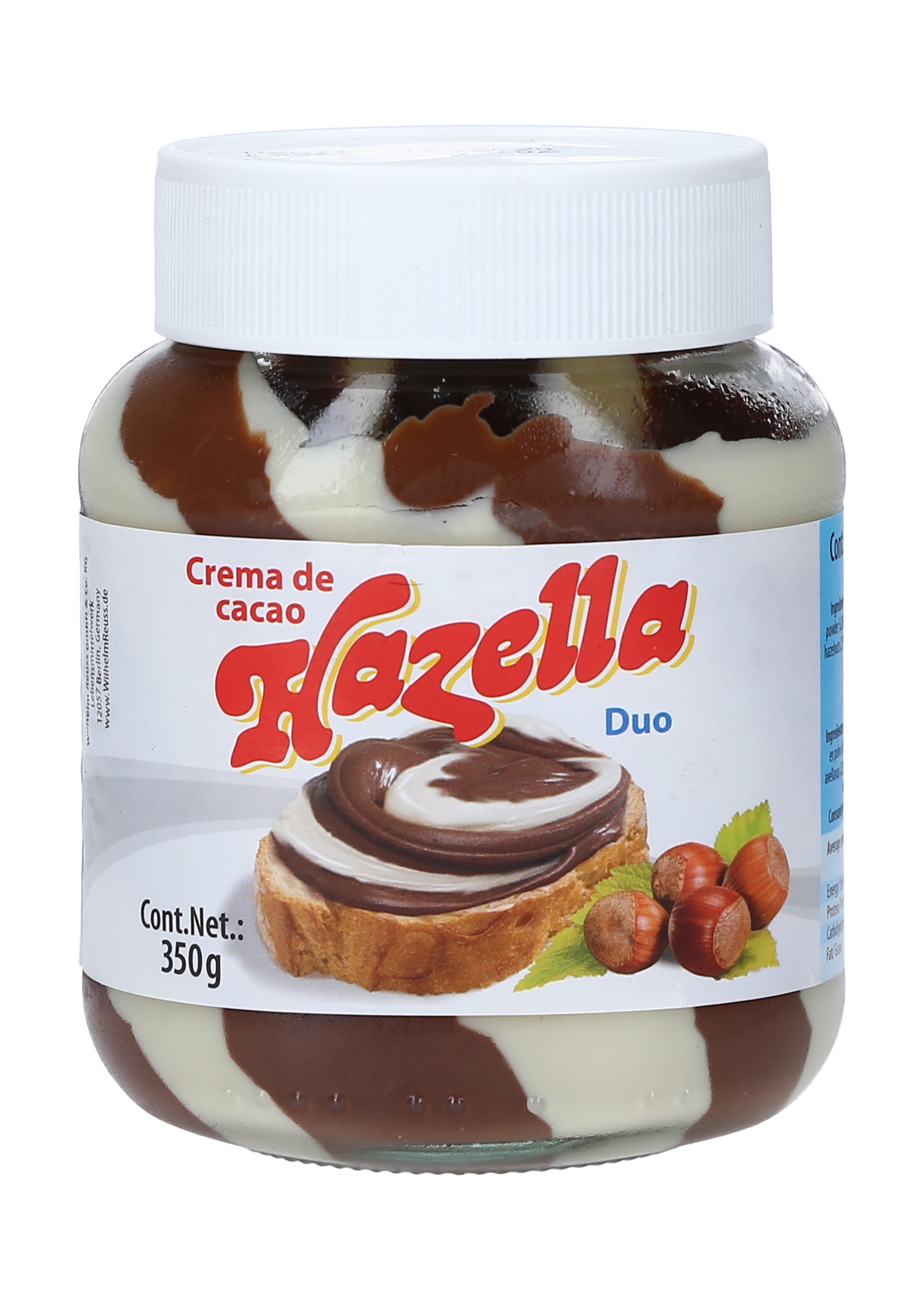 CREMA DE CACAO AVELLANA VAINILLA HAZELLA CAJA 12/350 GR.