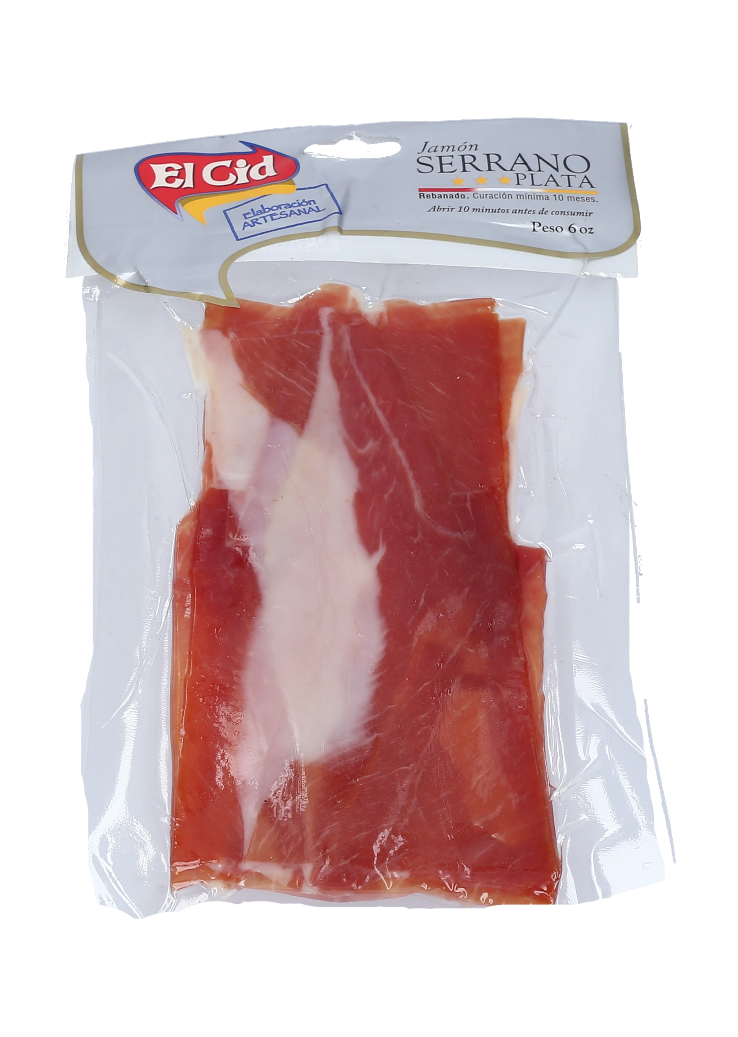 JAMON SERRANO PLATA REBANADO EL CID CAJA 24/6 ONZ.