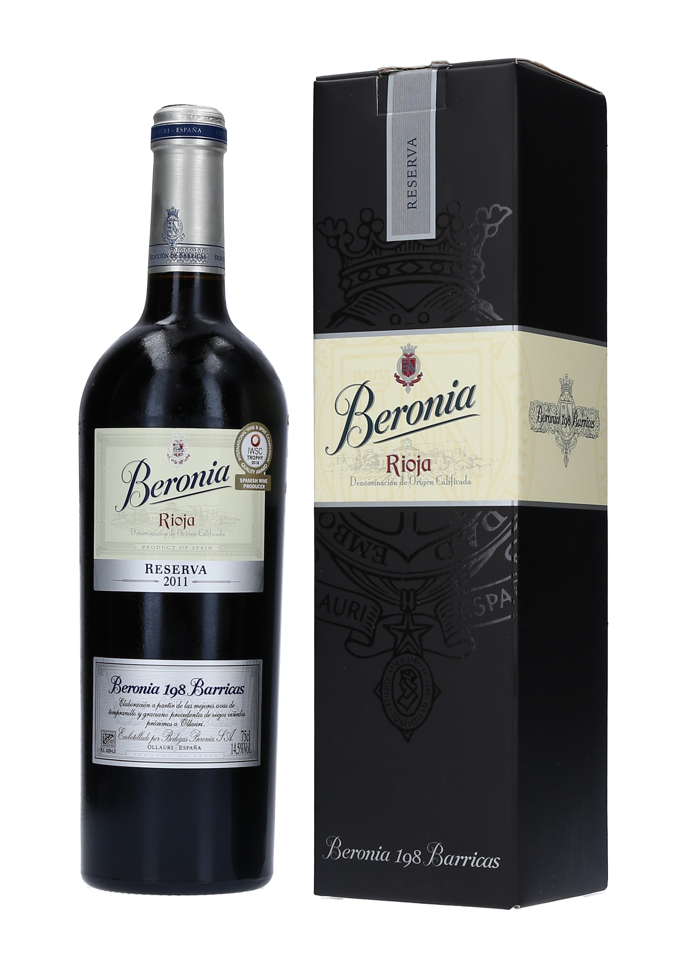 VINO TTO RESERVA 198 BARRICAS BERONIA 12 CAJA 3/75 CL.