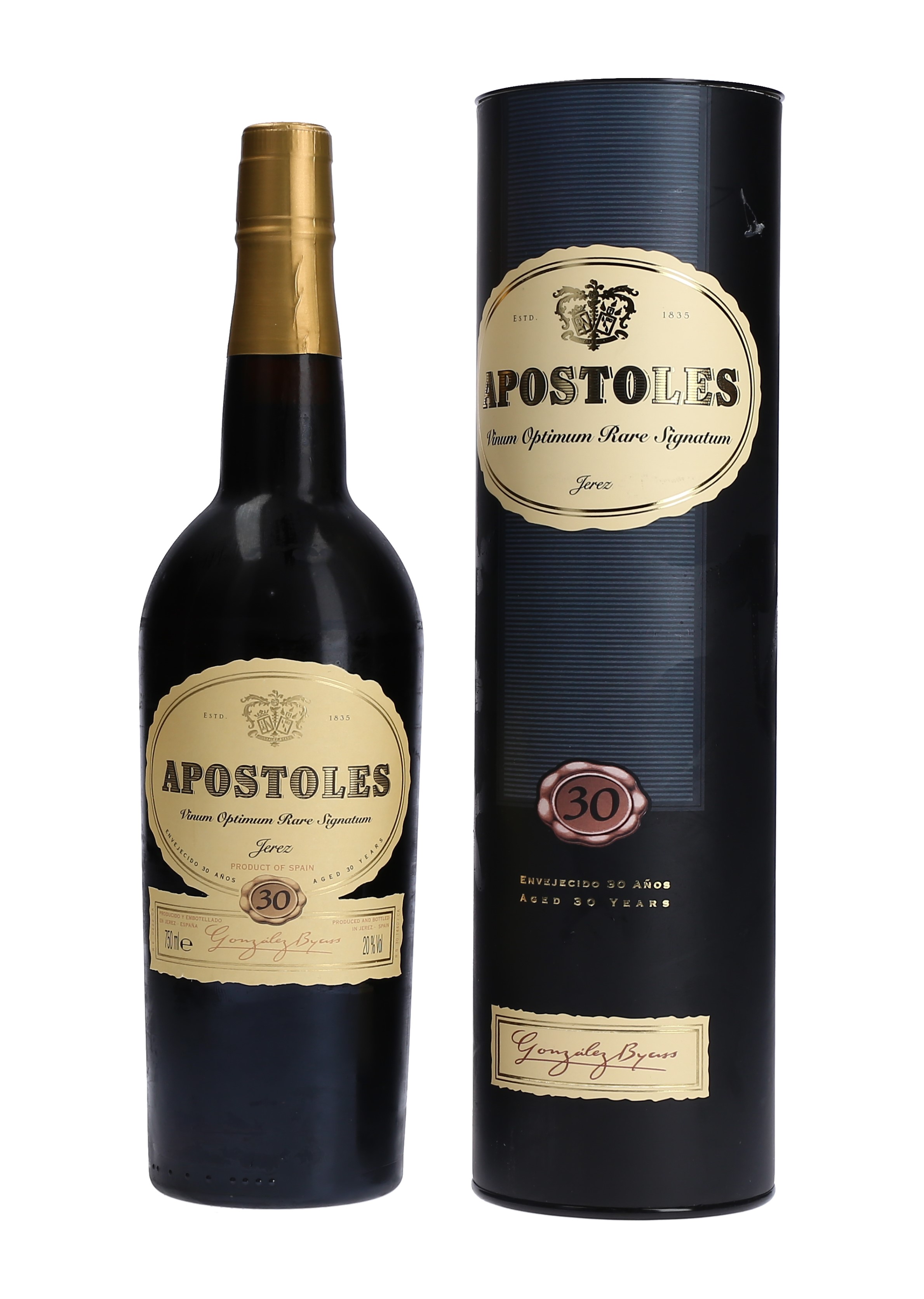 VINO JEREZ PALOCORTADO 30 A¥OS APOSTOLES CAJA 6/75 CL.