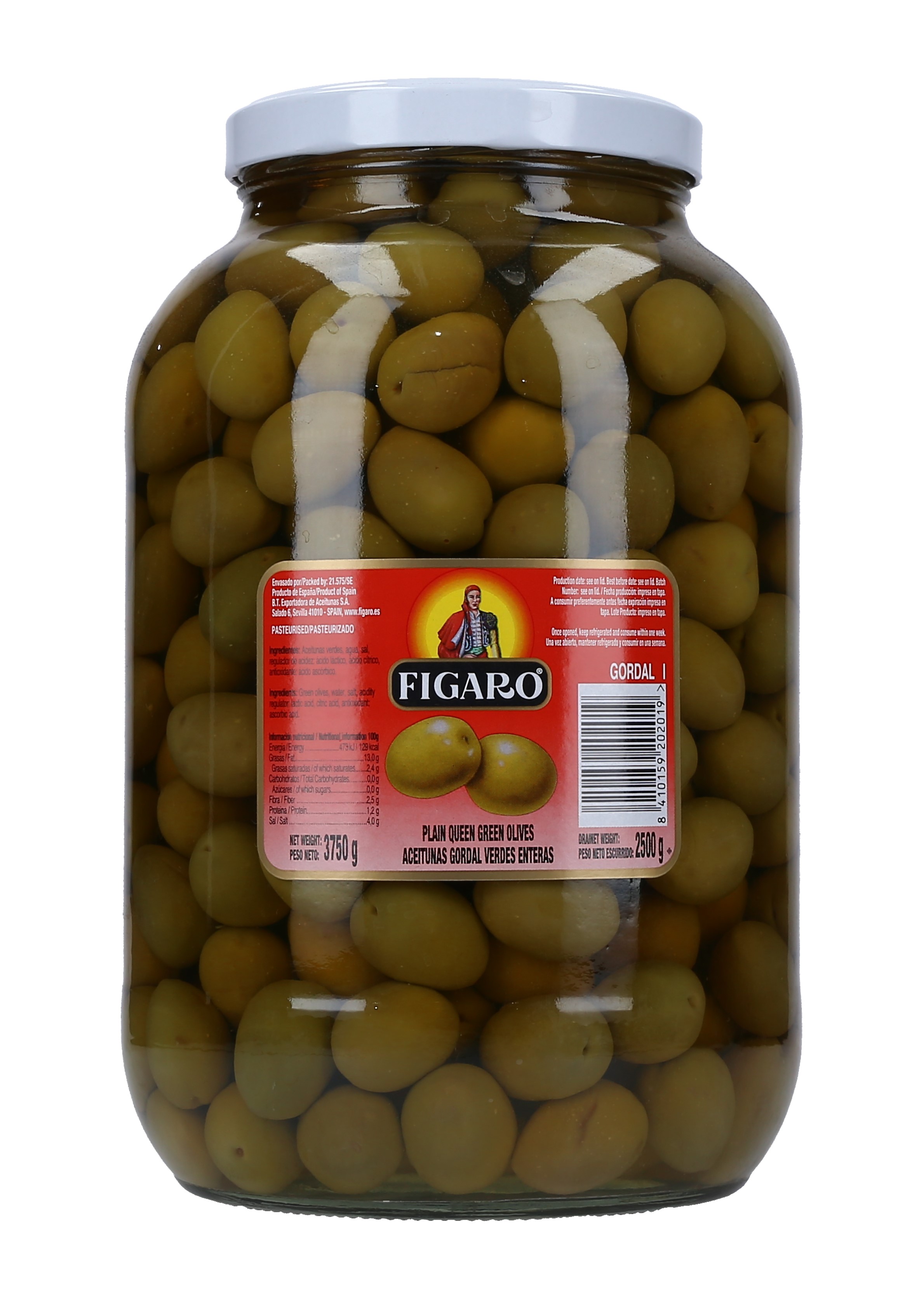 ACEITUNAS GORDAL CON SEMILLA FIGARO CAJA 4/3750 GRS