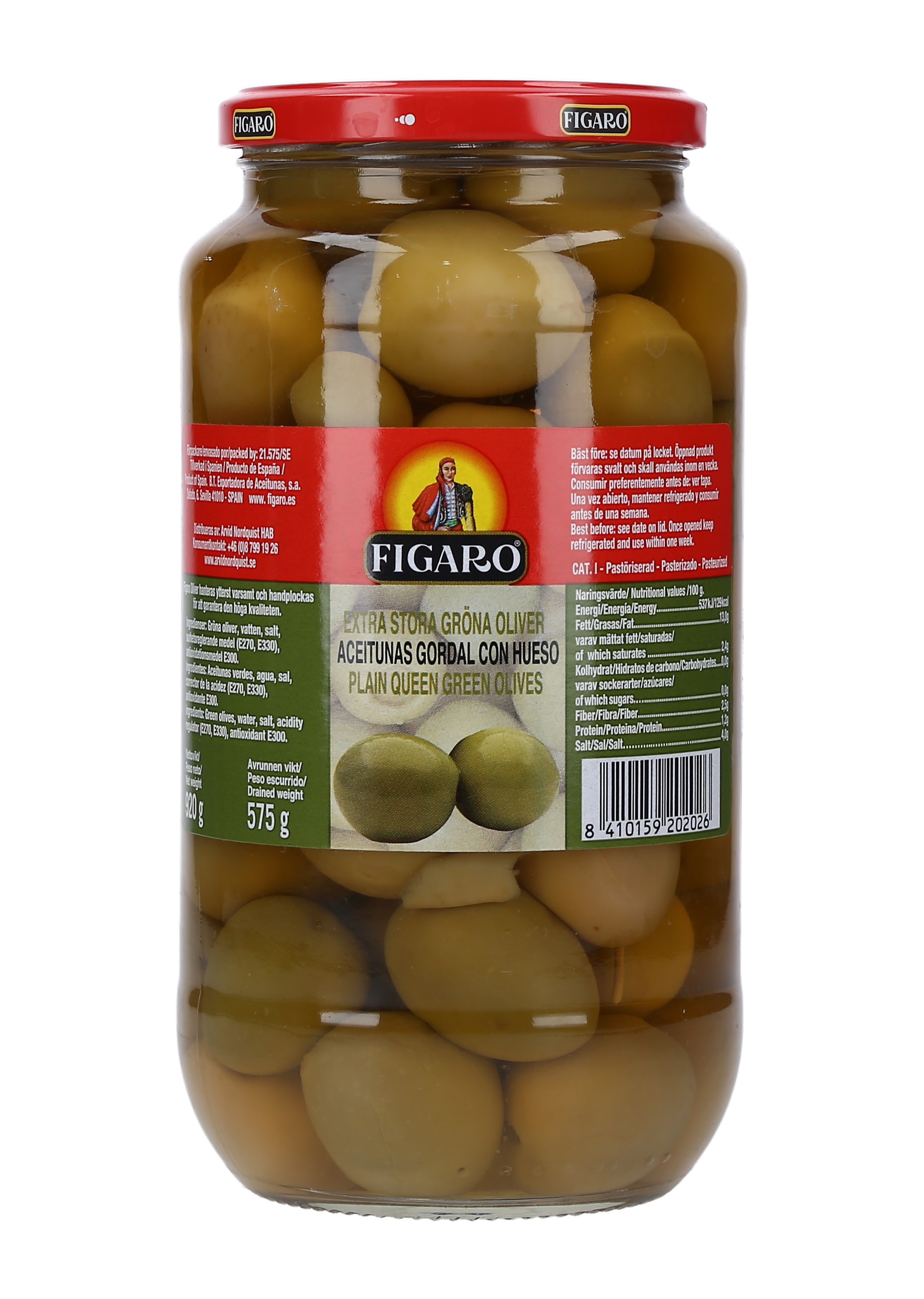 ACEITUNAS GORDAL CON SEMILLA FIGARO CAJA 6/920 GRS.