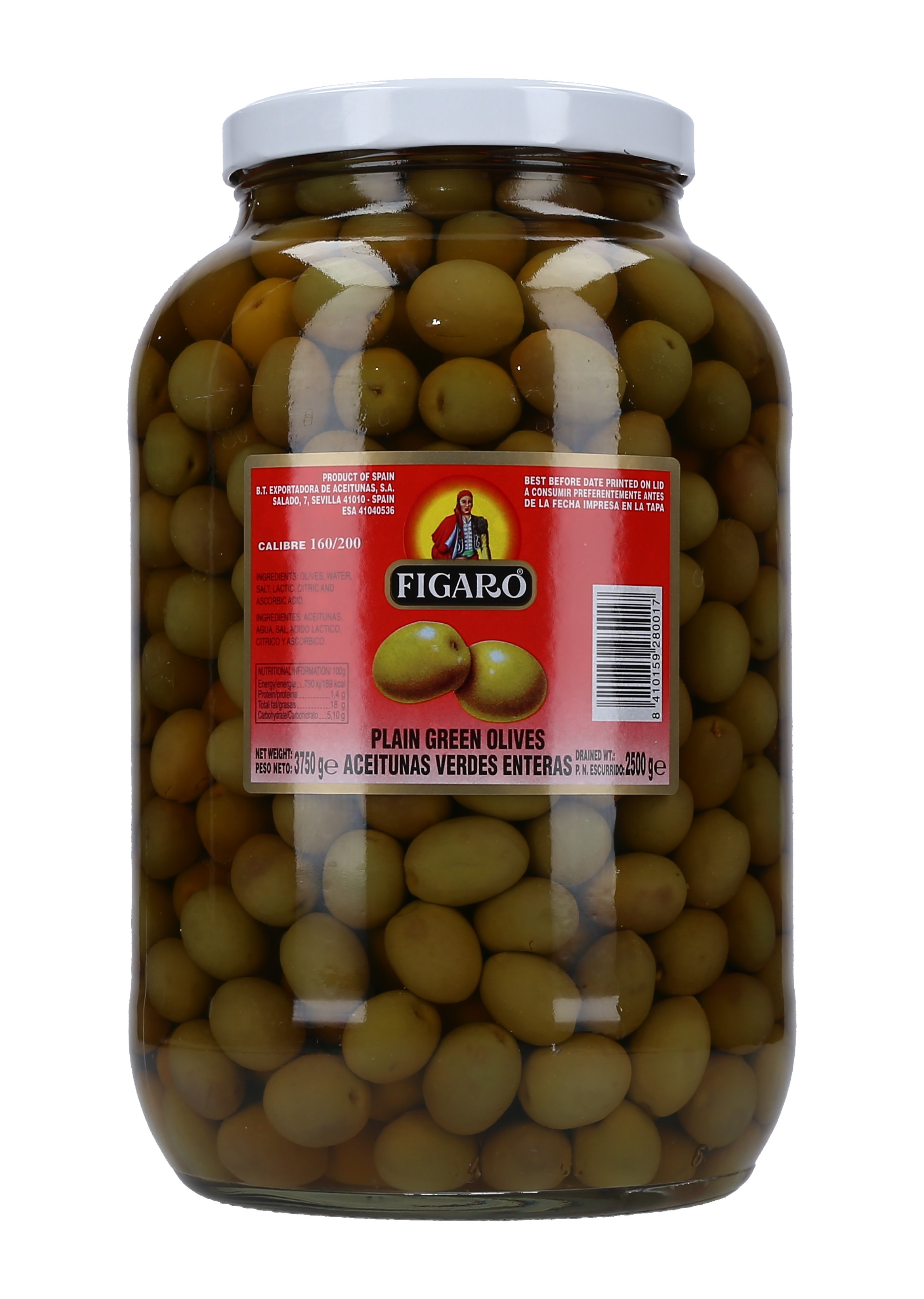 ACEITUNAS HOJIBLANCA CON SEMILLA FIGARO CAJA 4/3750 GRS