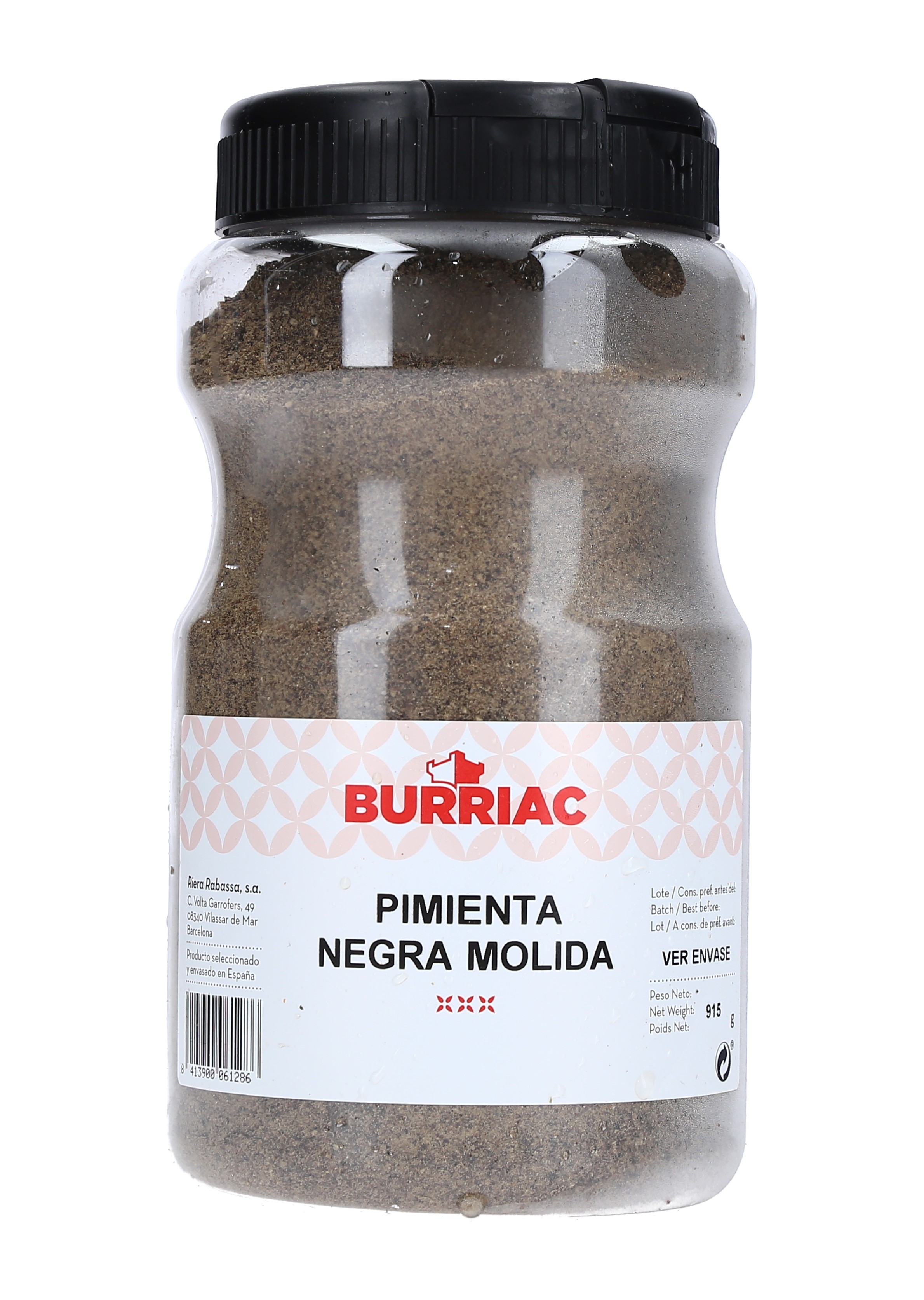PIMIENTA NEGRA MOLIDA BURRIAC 1000 C.C. UND. 1/915 GRS