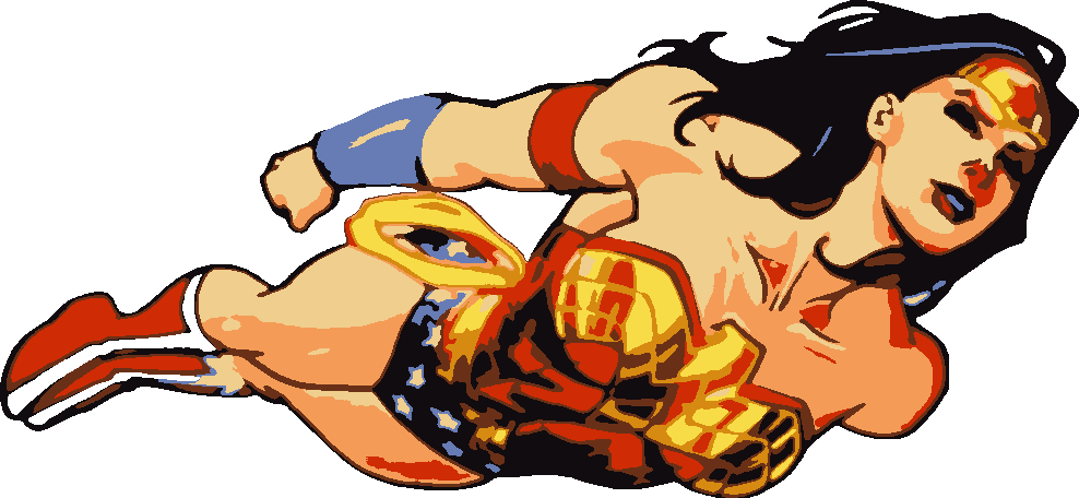 Wonder Woman Flying stencil, painted in 8 colors