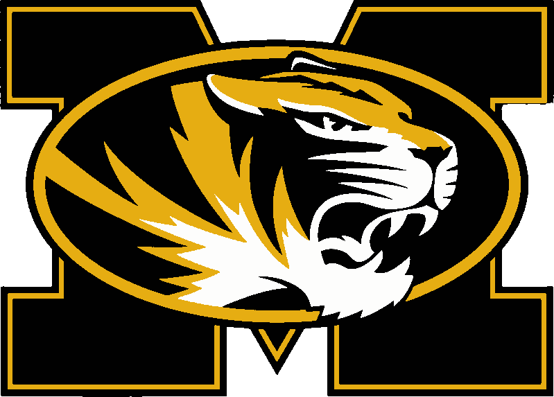Missouri Tigers stencil, painted in 3 colors