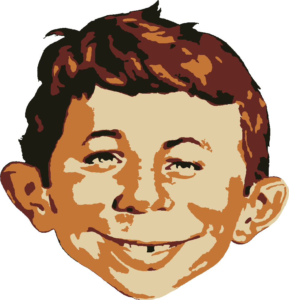 Alfred E Neuman stencil, painted in 4 colors