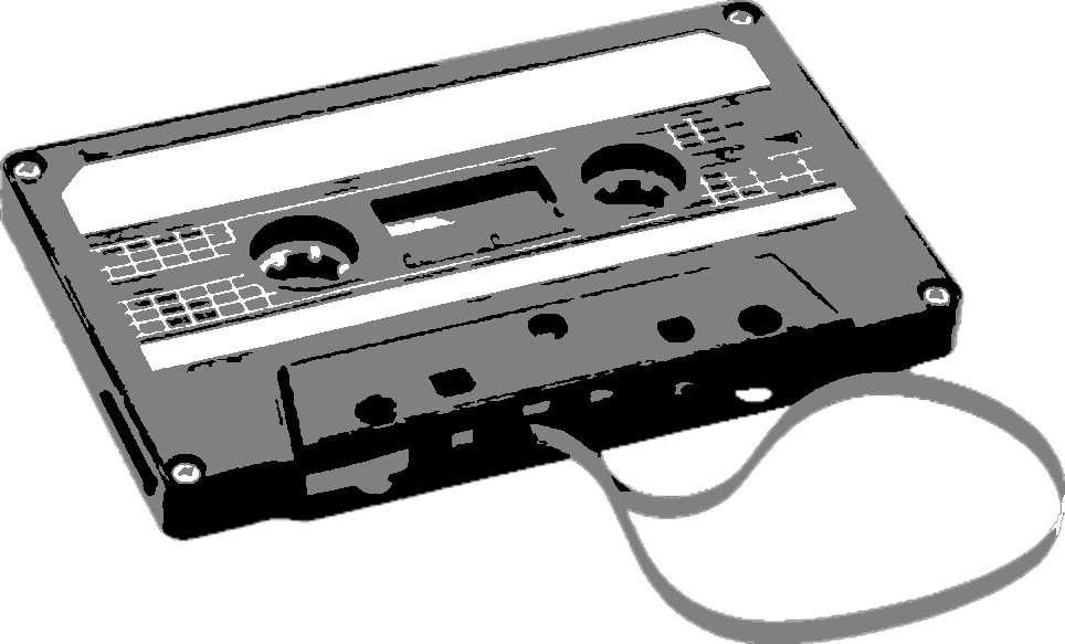 Cassette Tape stencil, painted in 3 grays
