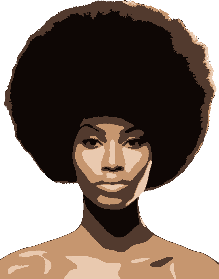 Afro stencil, painted in 4 colors