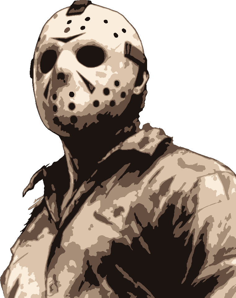 Jason Voorhees stencil, painted in 5 colors