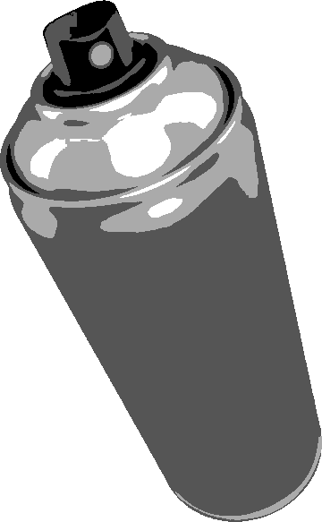 Spray Paint Can stencil, painted in 4 colors