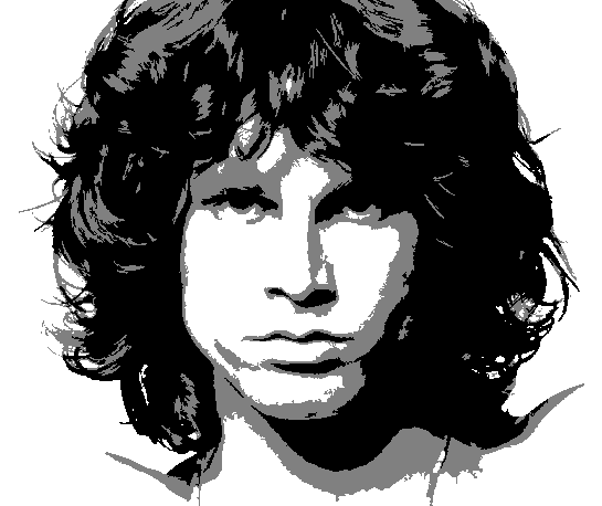 Jim Morrison stencil, painted in 3 grays