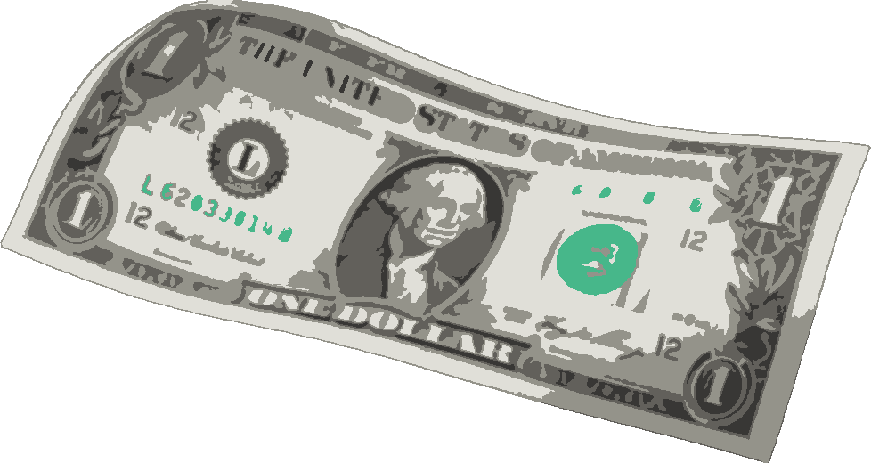 Dollar Bill stencil, painted in 5 colors