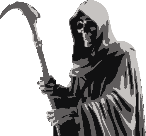 Grim Reaper stencil, painted in 3 colors