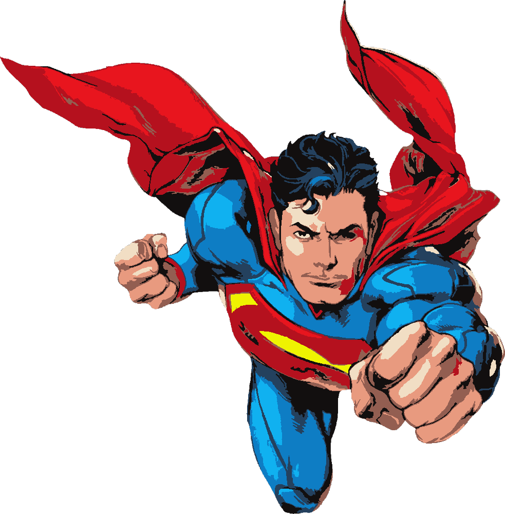 Superman stencil, painted in 10 colors