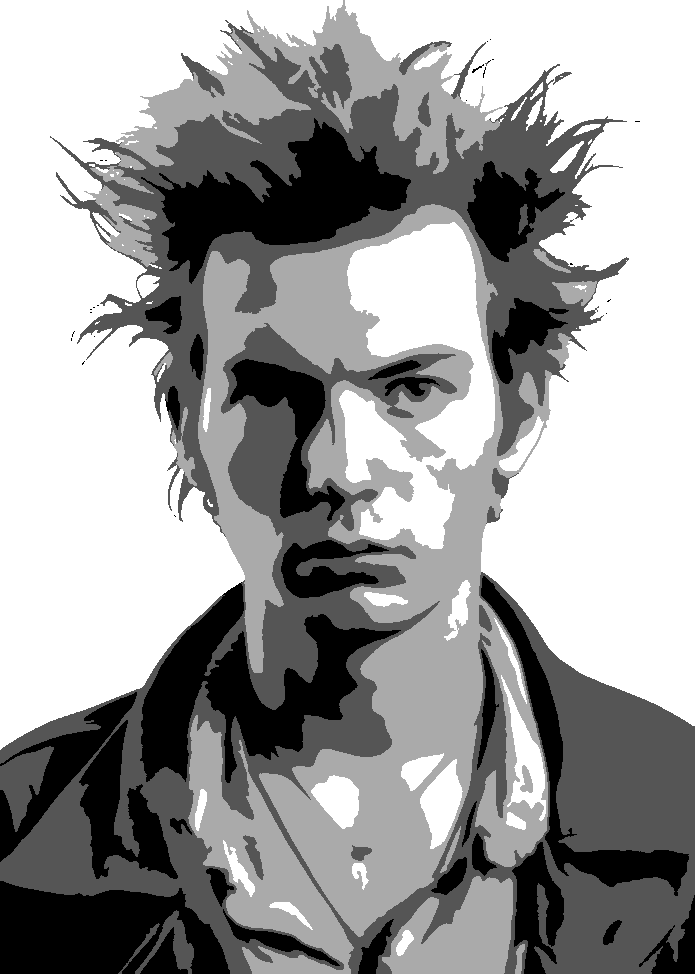 Sid Vicious stencil, painted in 4 colors