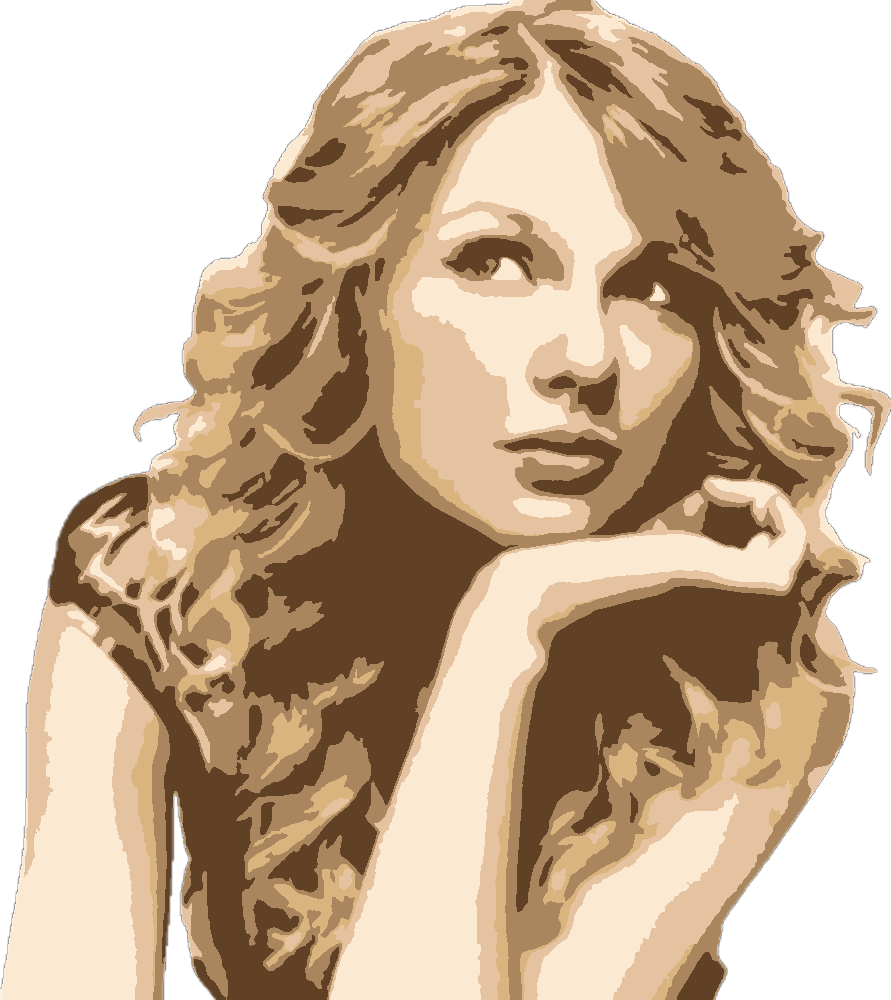 Taylor Swift stencil, painted in 5 colors