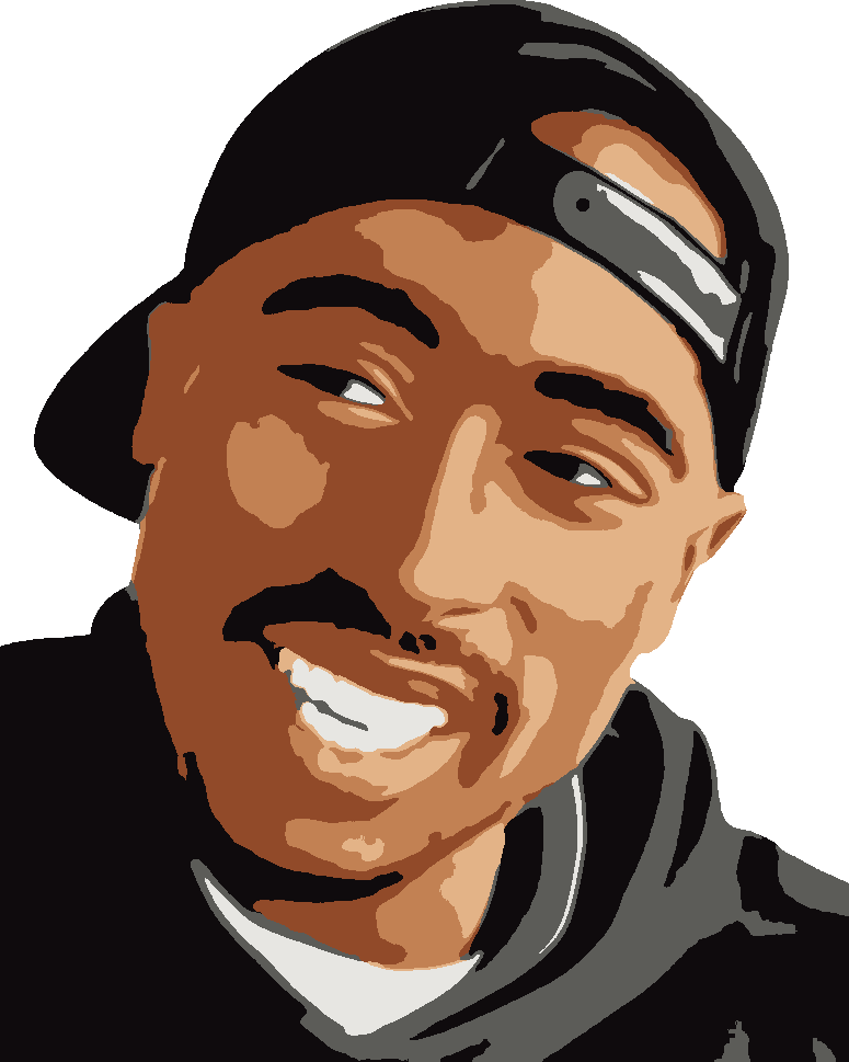 Tupac Shakur stencil, painted in 6 colors