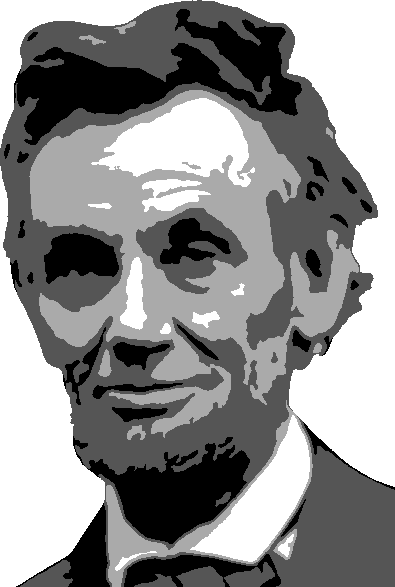 Abe Lincoln stencil, painted in 4 colors