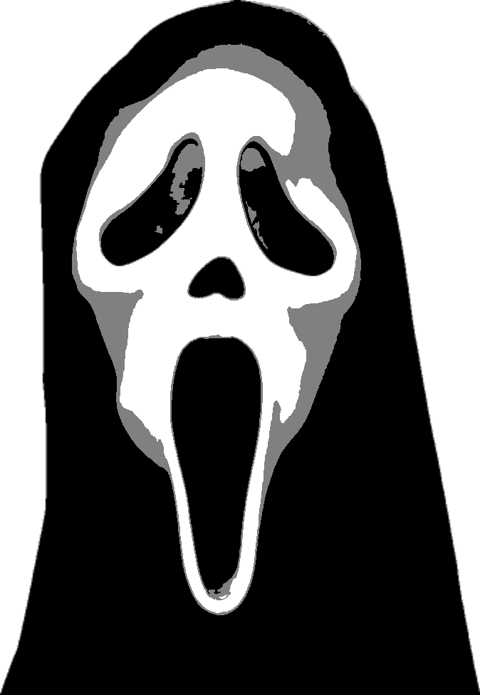 Ghostface stencil, painted in 3 grays