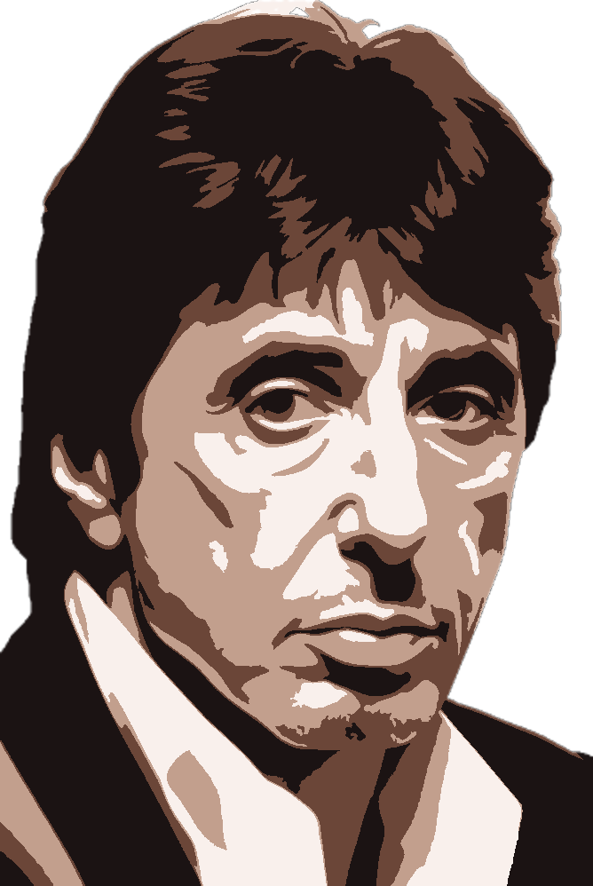 Al Pacino as Scarface stencil, painted in 4 colors