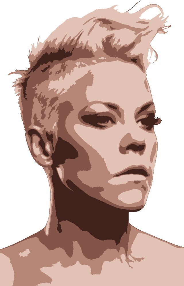 P!nk stencil, painted in 4 colors