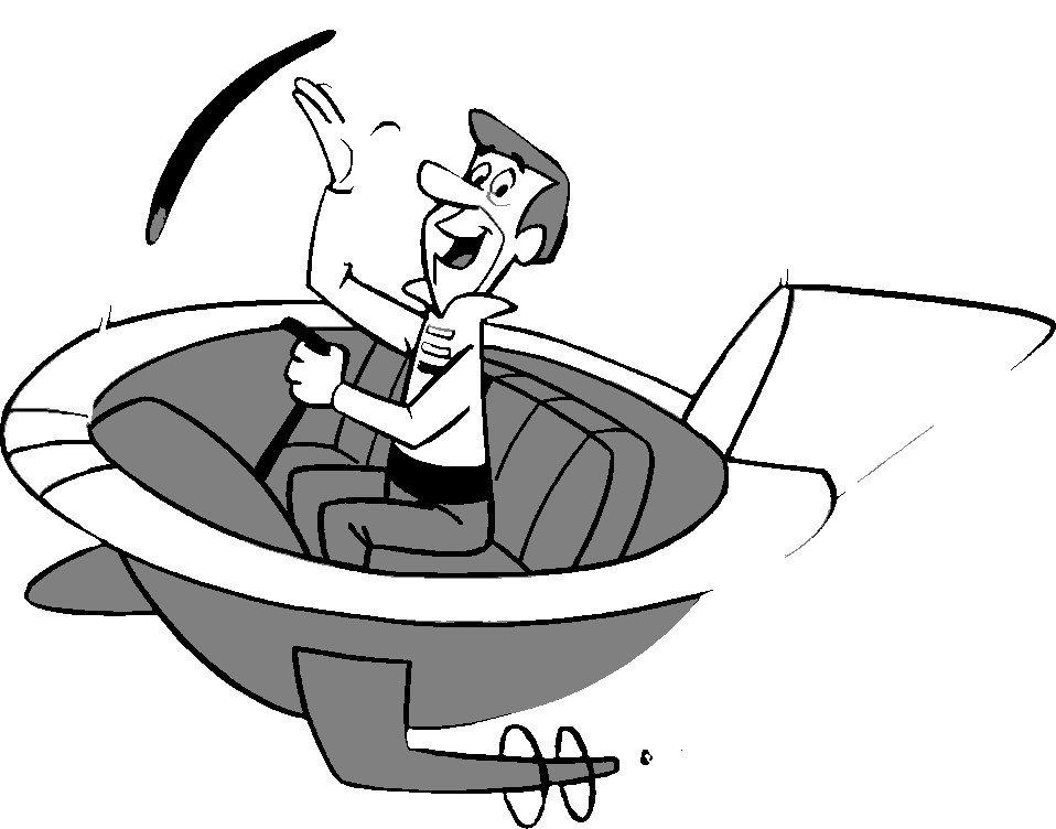 George Jetson stencil, painted in 3 grays