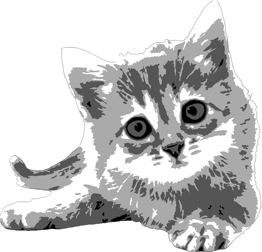 Kitten stencil, painted in 4 grays