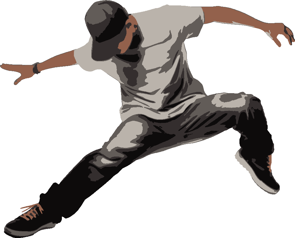 Breakdancer stencil, painted in 5 colors