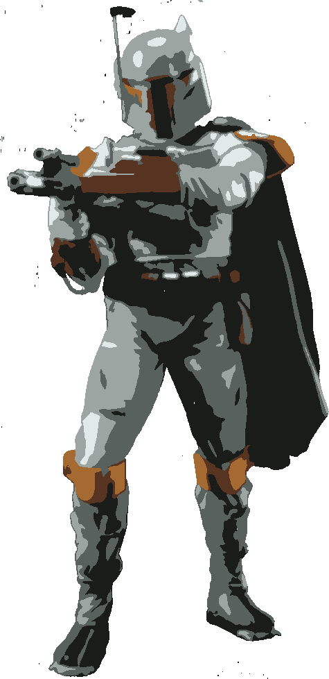 Boba Fett stencil, painted in 6 colors