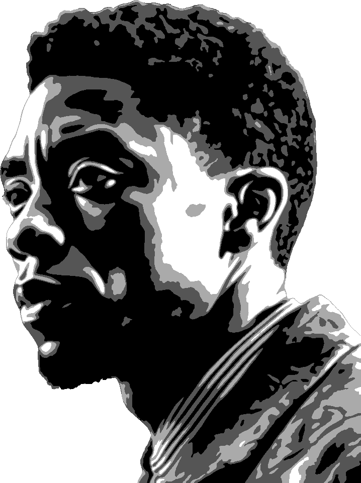 Chadwick Boseman stencil, painted in 4 grays