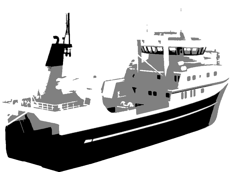 Trawler stencil, painted in 3 grays