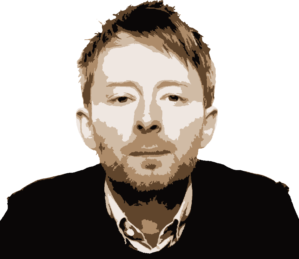 Thom Yorke stencil, painted in 5 colors