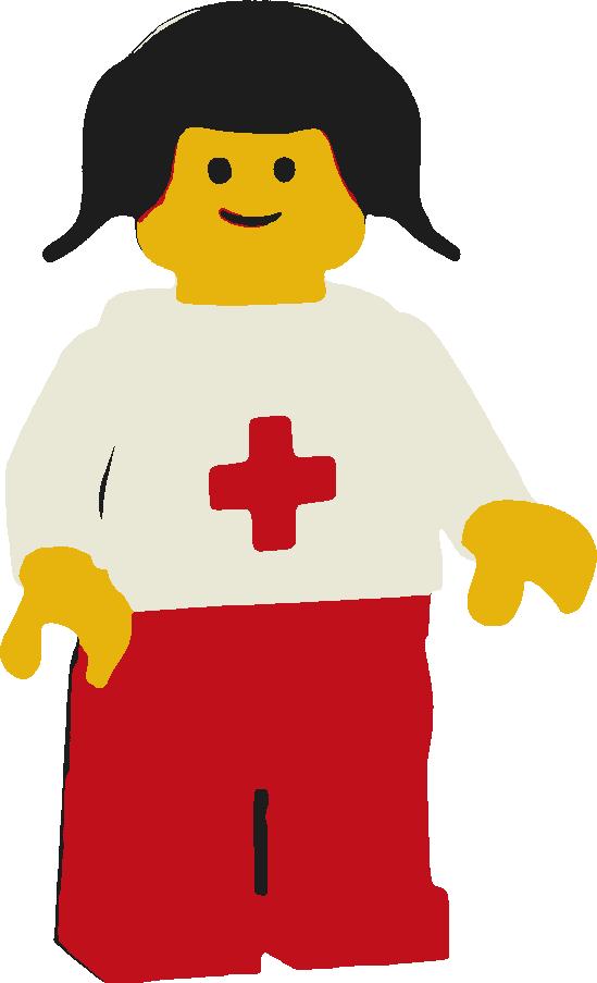 Lego Nurse stencil, painted in 4 colors