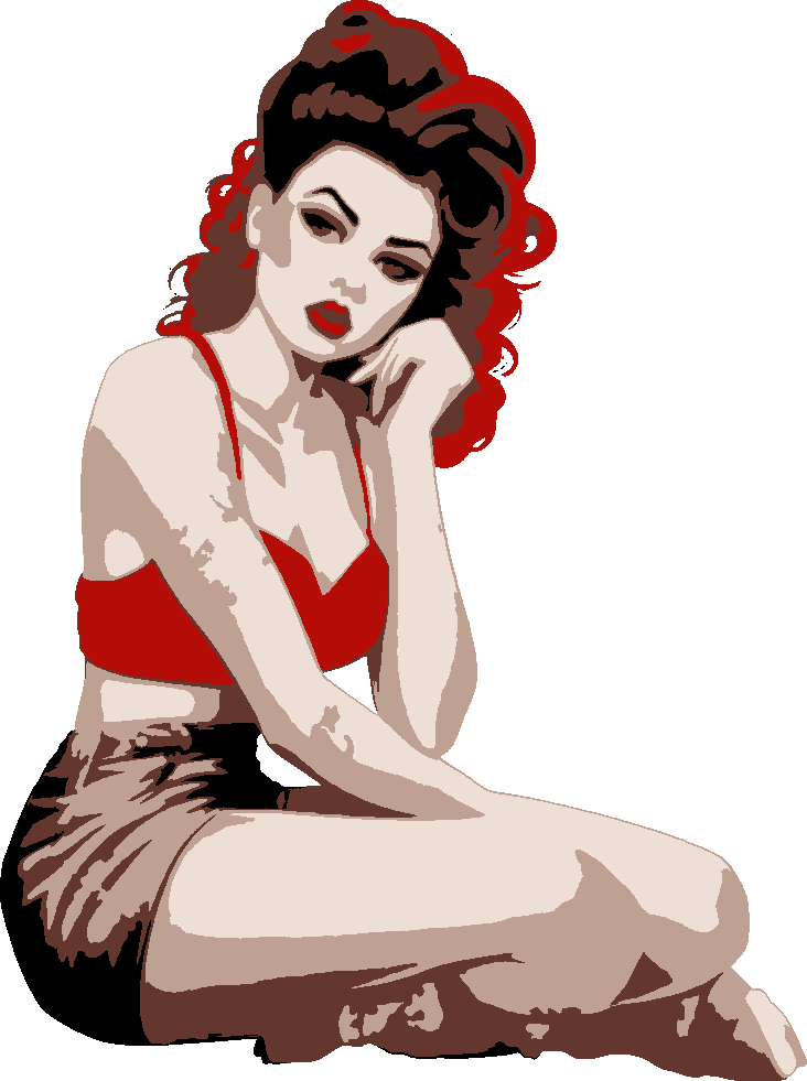Pinup Girl stencil, painted in 5 colors