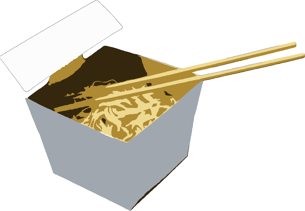 Chinese Noodles stencil, painted in 5 colors