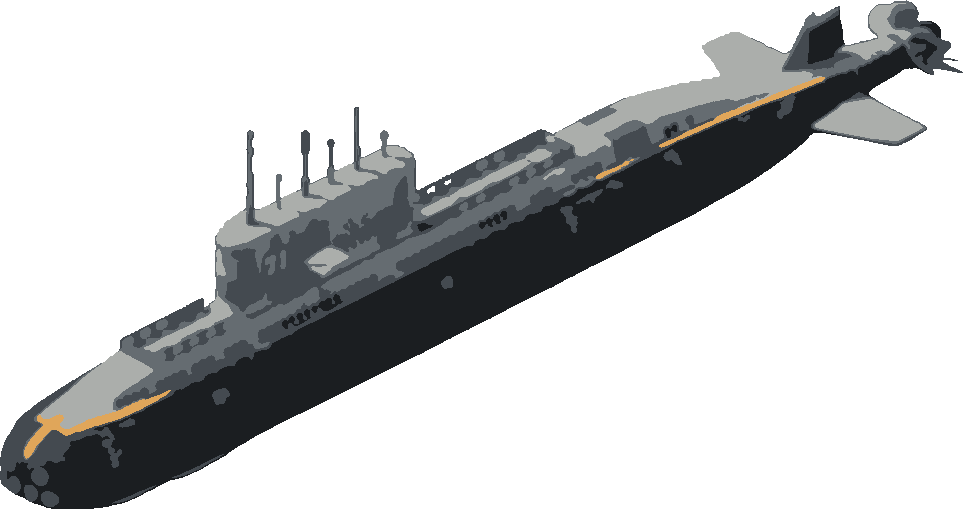 Submarine stencil, painted in 5 colors